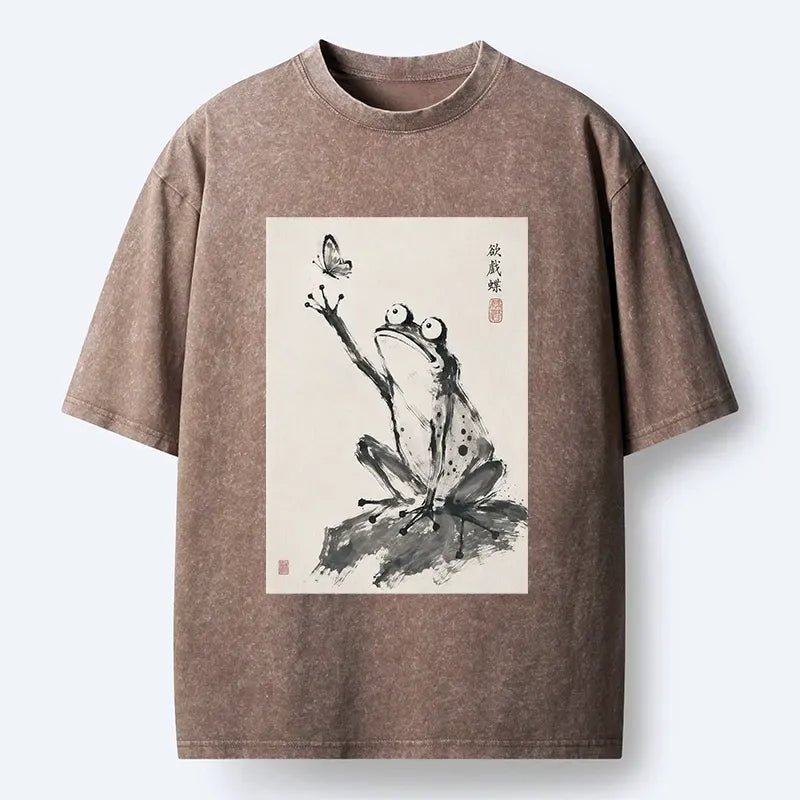 Washed Ukiyo-e T-Shirt for Summer