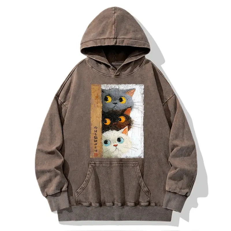 cute cats watching you hoodie streetwear