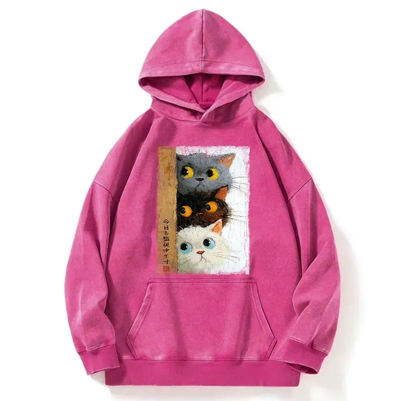 cute cats watching you hoodie streetwear