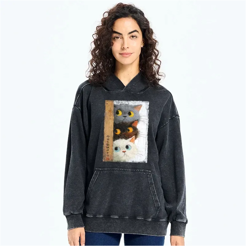 Japanese vintage washed hoodie for women