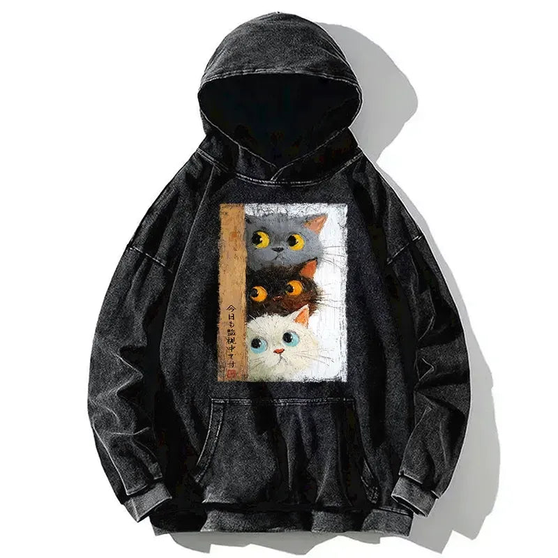 cute cats watching you hoodie streetwear