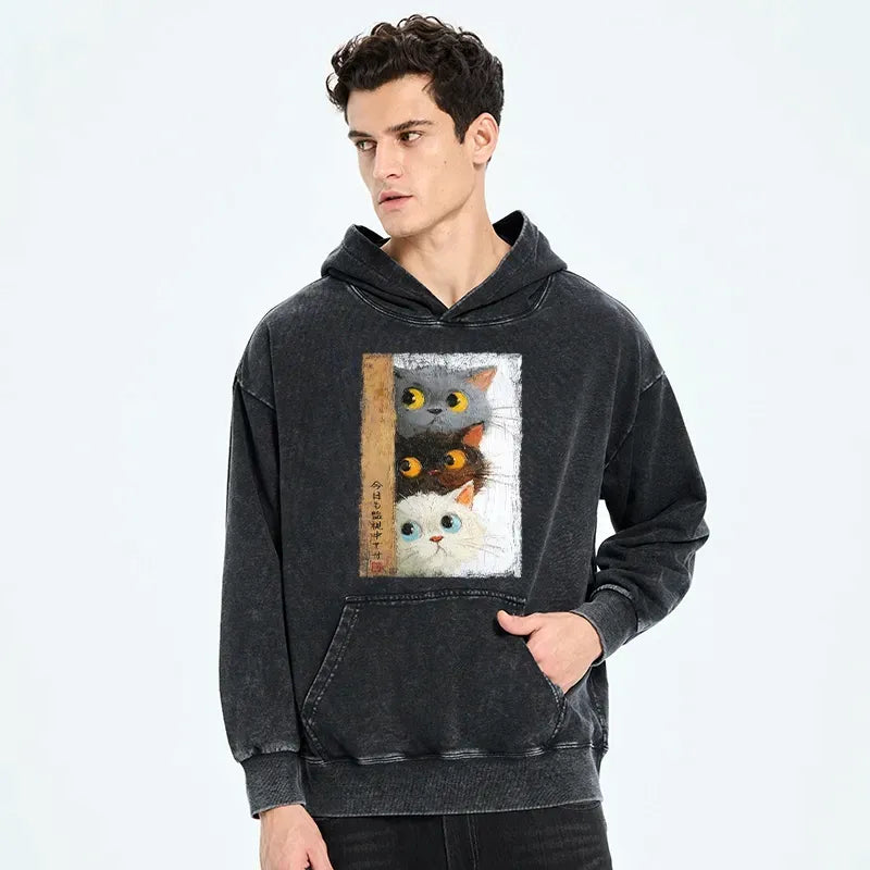 Japanese vintage washed hoodie for women