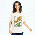Kyoto-Lion Retro Chrysanthemum Washed T-Shirt