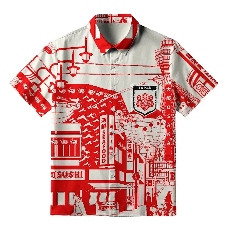 Japanese streetwear button-up shirt on sale
