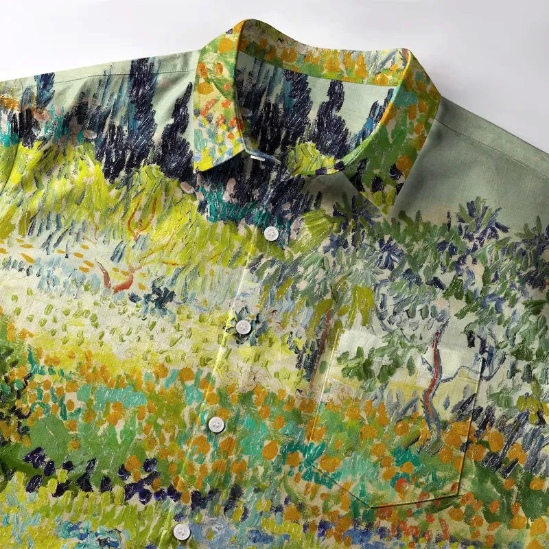 Japanese Black Cat Floral Shirt for Summer