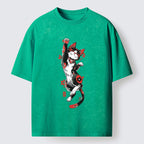 Kyoto-Lion Maneki-neko Washed T-Shirt