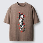 Kyoto-Lion Maneki-neko Washed T-Shirt