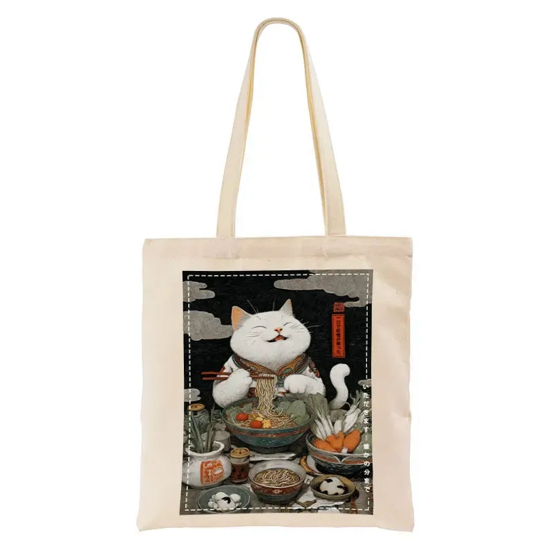 Kyoto-Lion The Ramen-Loving Cat Tote Bag