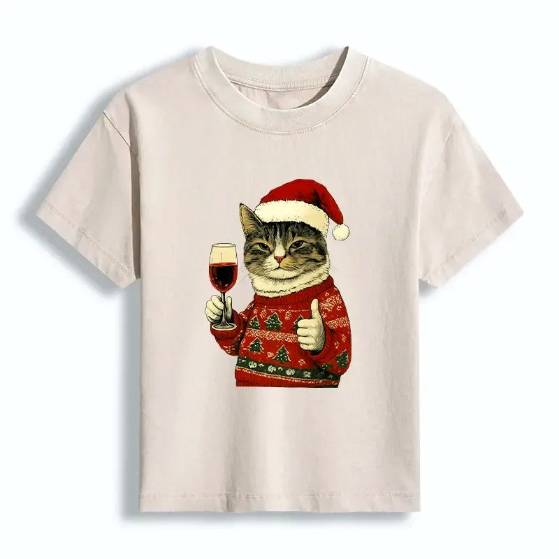 Kyoto-Lion Christmas Cat Likes Women's Washed T-shirt