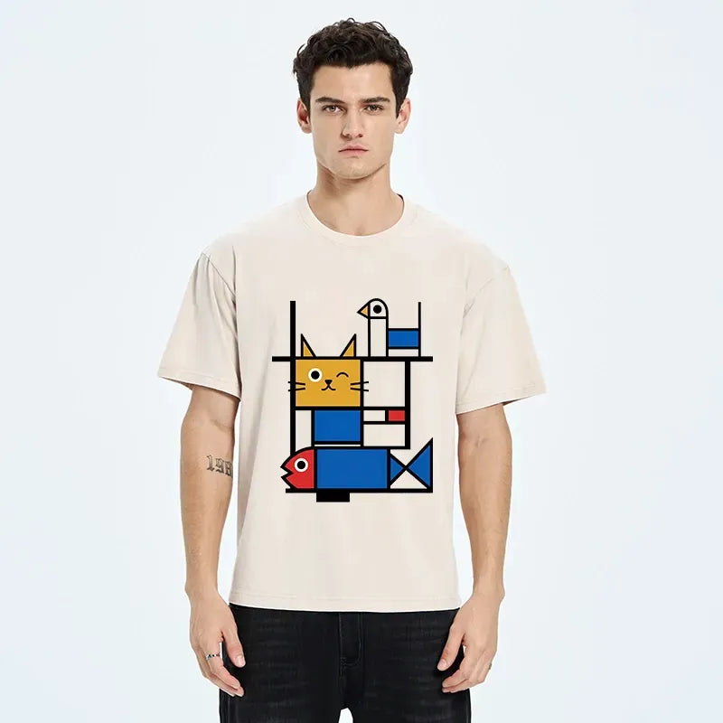 japanese geometric kitty tee limited edition