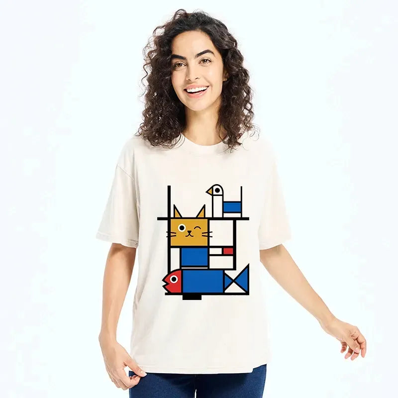 japanese geometric kitty tee limited edition