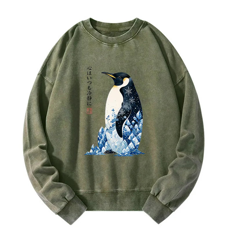 Kyoto-Lion Keep Calm Penguin Washed Sweatshirt