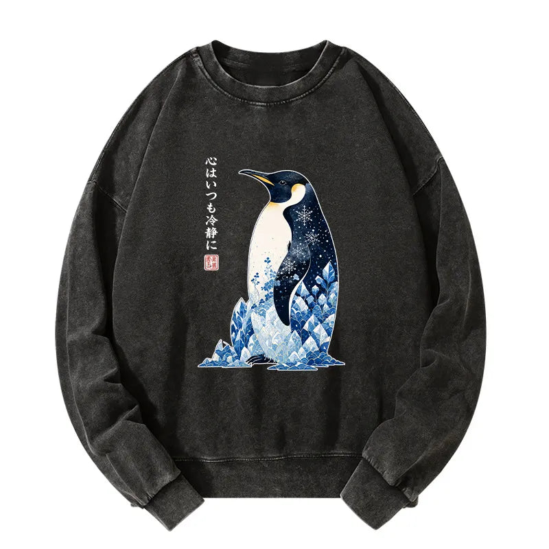 Kyoto-Lion Keep Calm Penguin Washed Sweatshirt