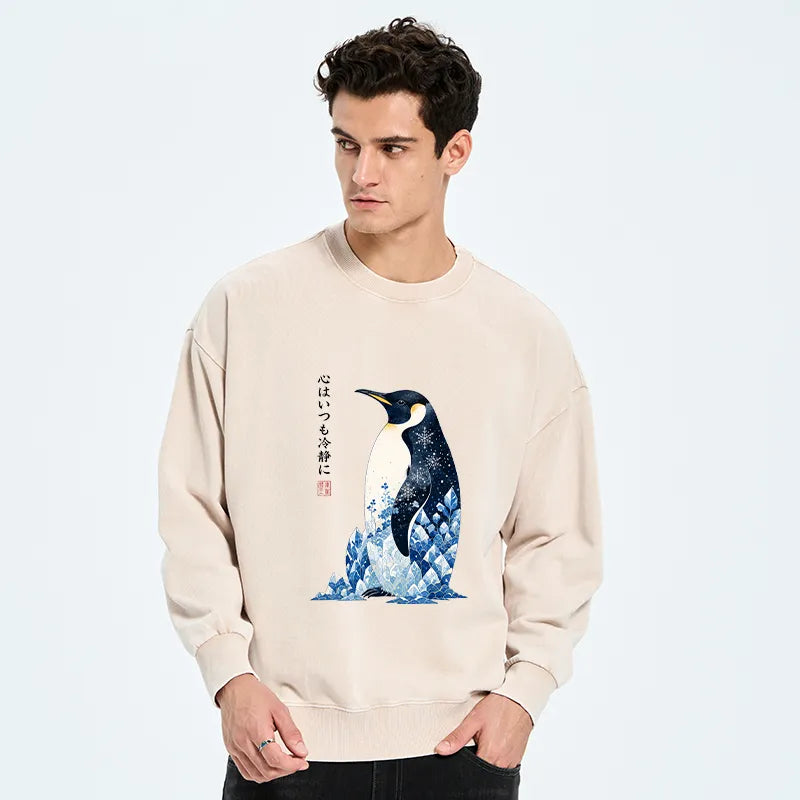 Kyoto-Lion Keep Calm Penguin Washed Sweatshirt