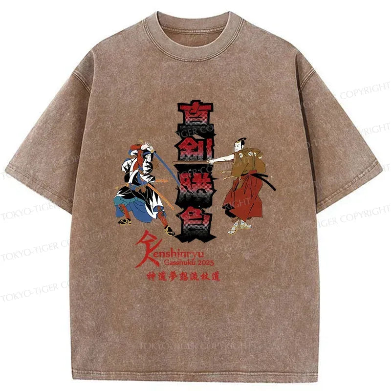 Samurai Duel Washed T-Shirt Streetwear