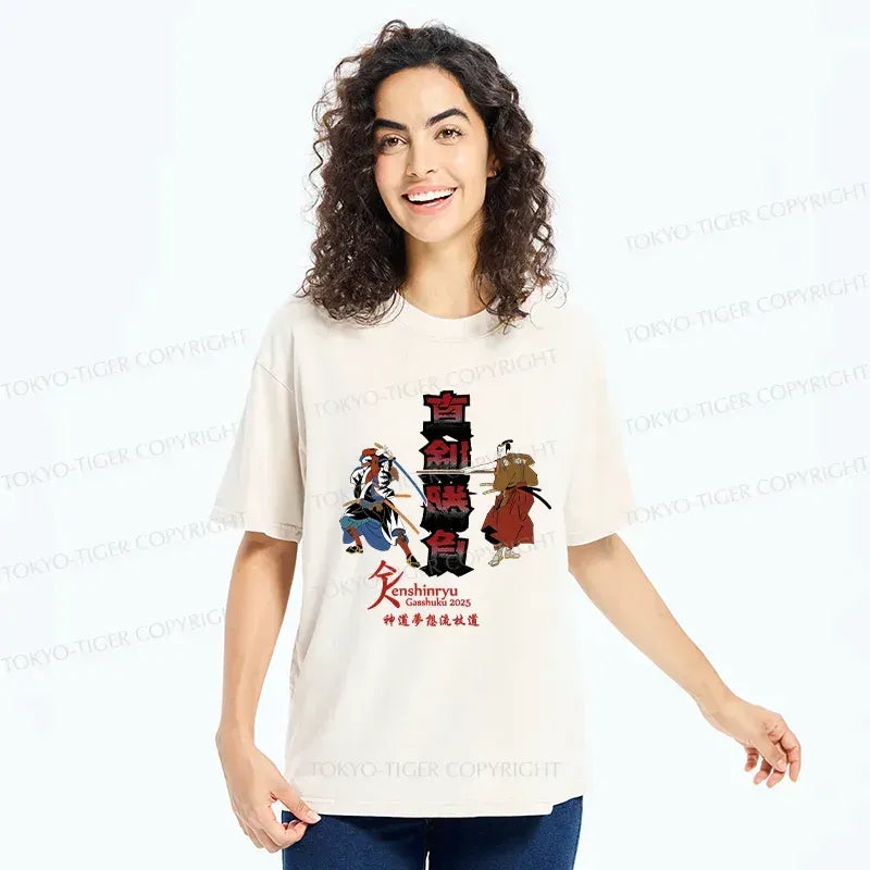 Samurai Duel Washed T-Shirt Streetwear