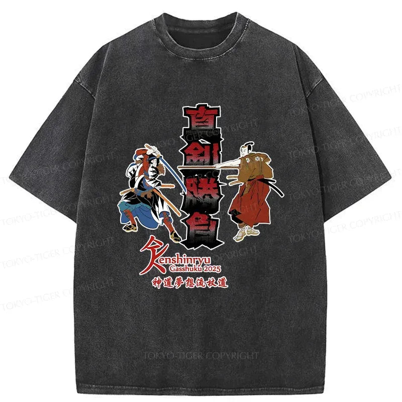 Samurai Duel Washed T-Shirt Streetwear