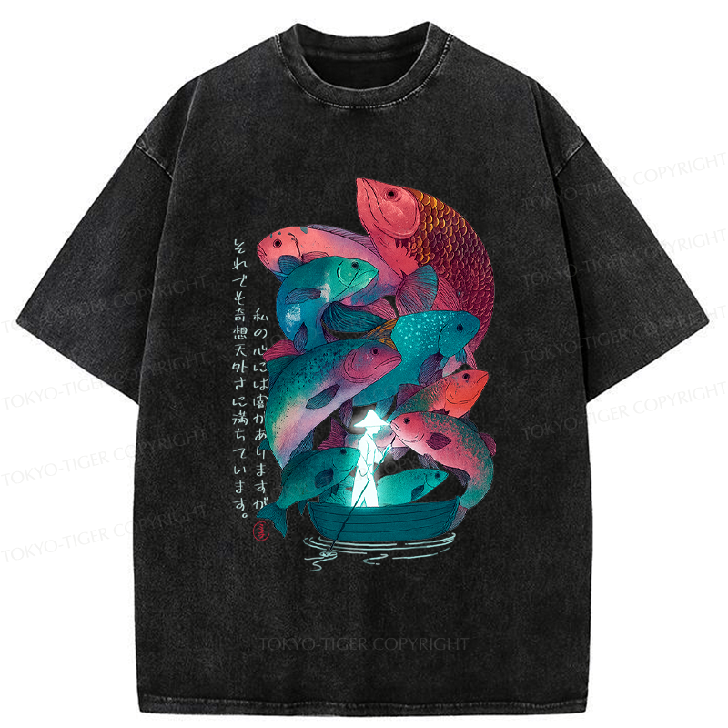 washed japanese t-shirt for daily wear