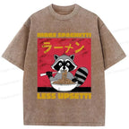 Vintage Japanese Raccoon Shirt for Summer Vacation