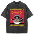Kyoto-Lion Raccoon Eats Spaghetti Washed T-Shirt