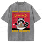 Vintage Japanese Raccoon Shirt for Summer Vacation