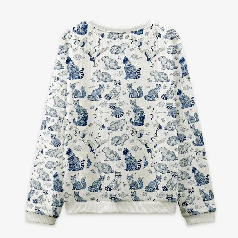 Kyoto-Lion Floral Adorned Animals In Harmony Christmas Ugly Sweatshirt