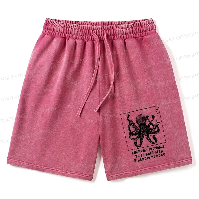 Kyoto-Lion I Wish I Was An Octopus Japan Washed Shorts