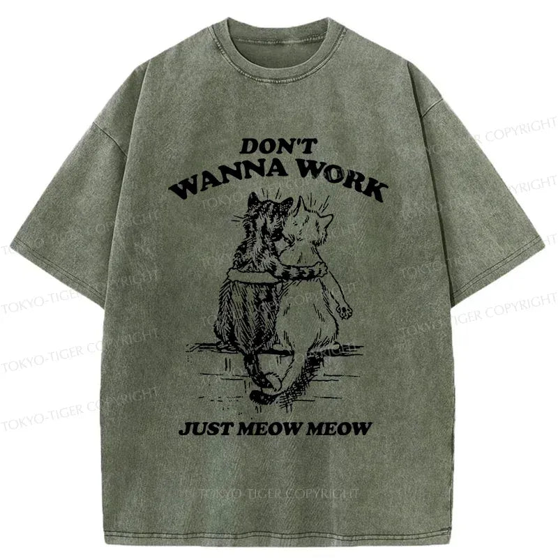 Vintage Washed Cat T-Shirt for Daily Wear