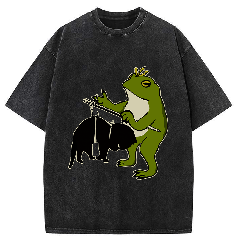 Kyoto-Lion How Heavy Is This Cat Washed T-Shirt