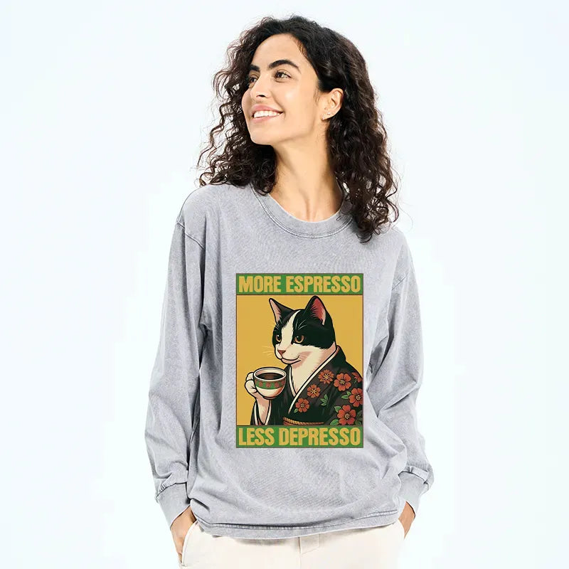 Tuxedo Cat Washed Tee for Streetwear