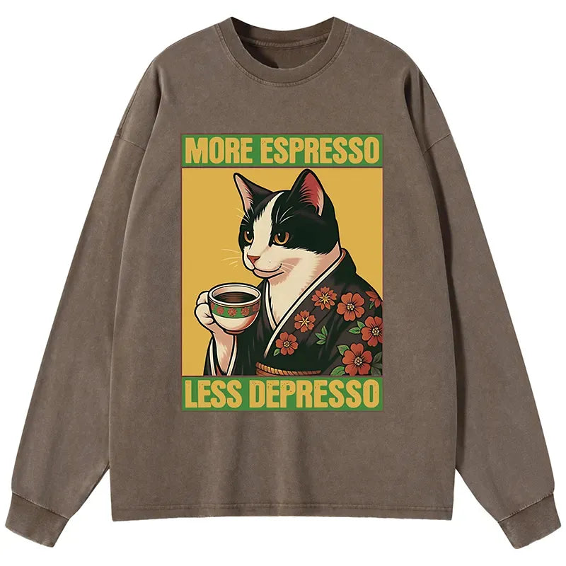 Tuxedo Cat Washed Tee for Streetwear