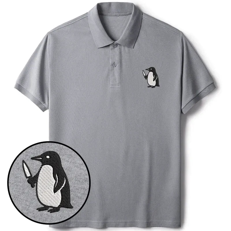 Penguin Knife Embroidered Polo T-Shirt