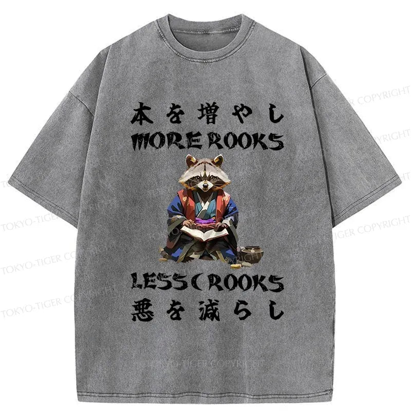 Japanese Raccoon Washed T-Shirt for Book Lovers