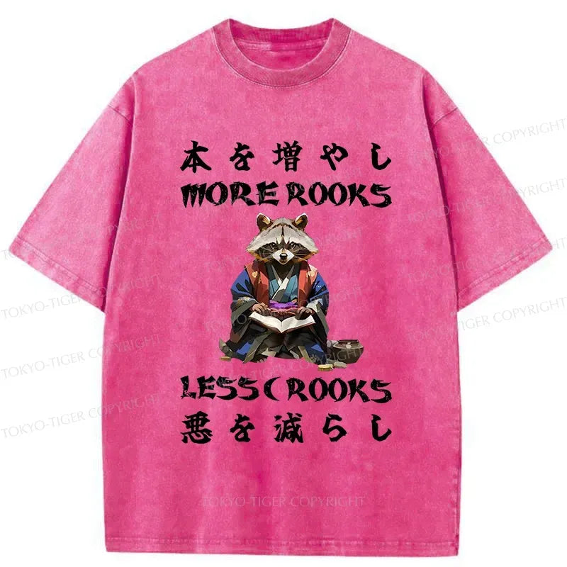 Japanese Raccoon Washed T-Shirt for Book Lovers