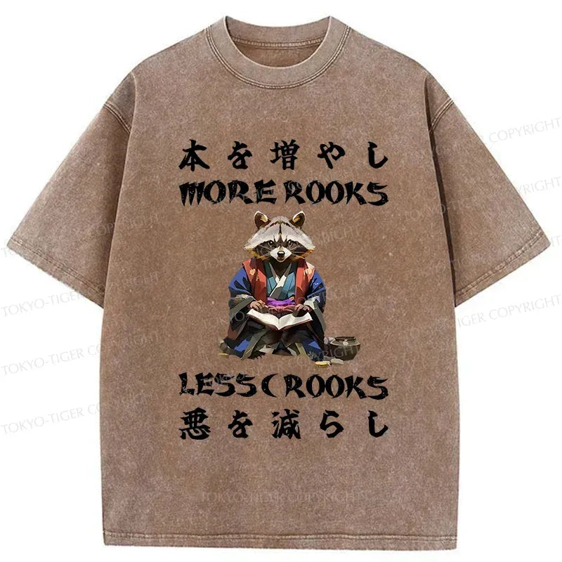 Kyoto-Lion More Books Less Crooks Raccoon Washed T-Shirt