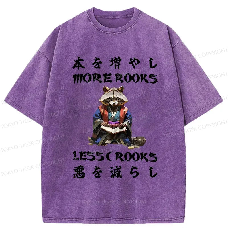 Kyoto-Lion More Books Less Crooks Raccoon Washed T-Shirt