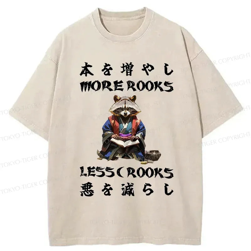 Kyoto-Lion More Books Less Crooks Raccoon Washed T-Shirt