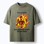 Kyoto-Lion Tired Skeleton On Fire Washed T-Shirt