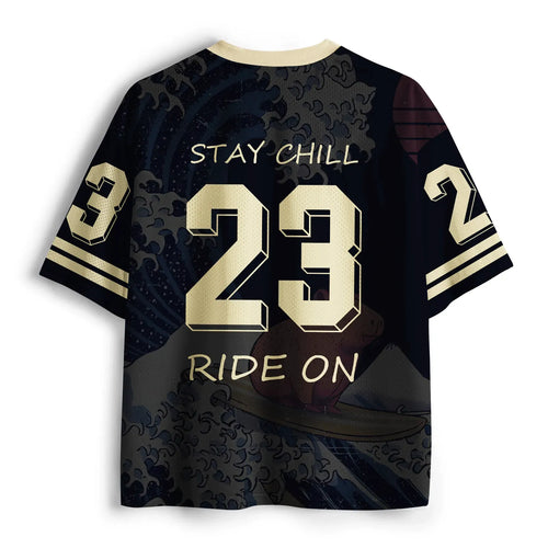 Kyoto-Lion 'Stay Chill'Capybara Ukiyoe Mesh Jersey
