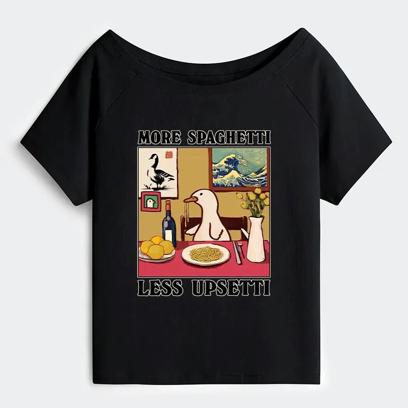 funny spaghetti goose tee for women