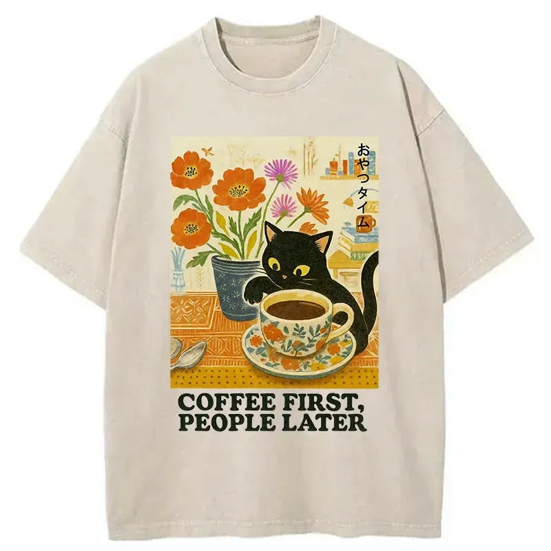 Trendy Japanese Kitten Coffee T-Shirt