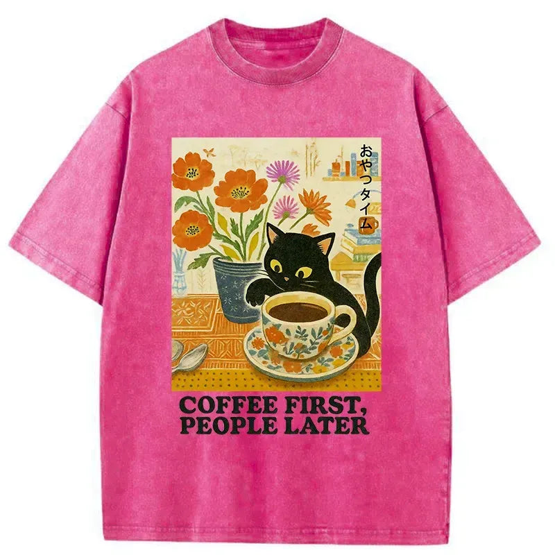 Trendy Japanese Kitten Coffee T-Shirt