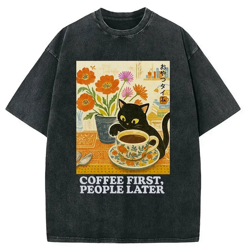 Trendy Japanese Kitten Coffee T-Shirt