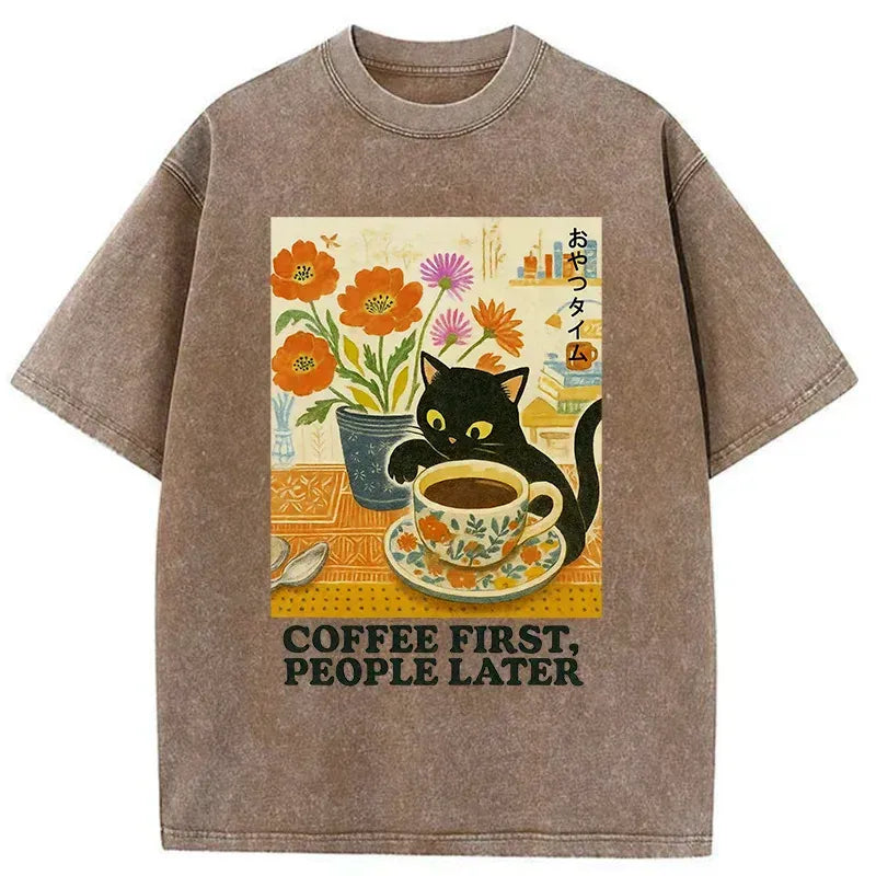 Trendy Japanese Kitten Coffee T-Shirt