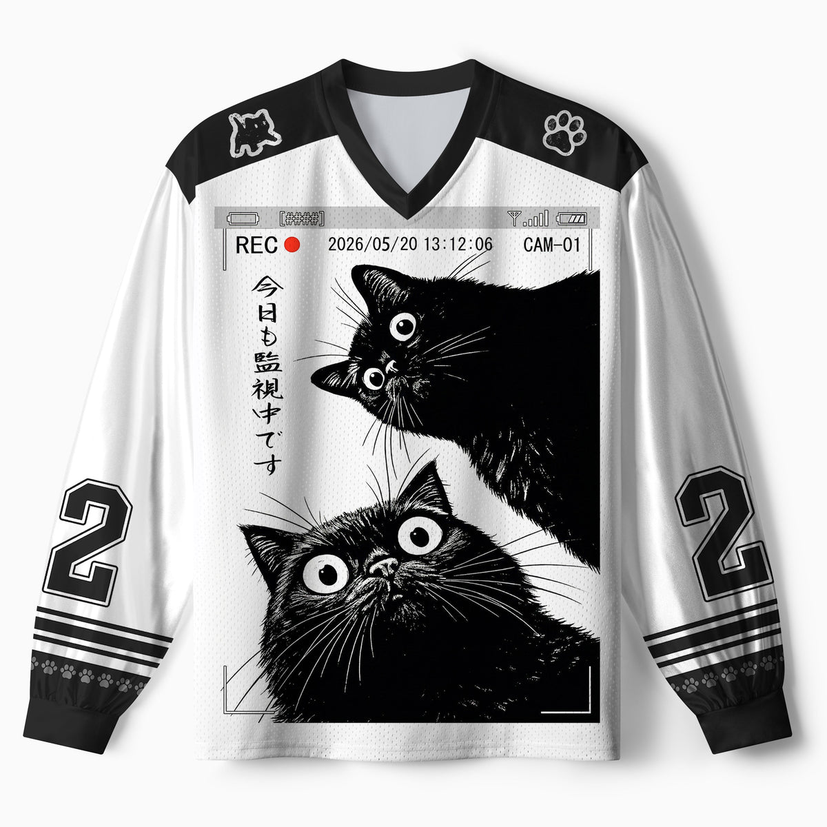 Kyoto-Lion The Cat Is Watching Today Paneled Long Sleeve Jersey