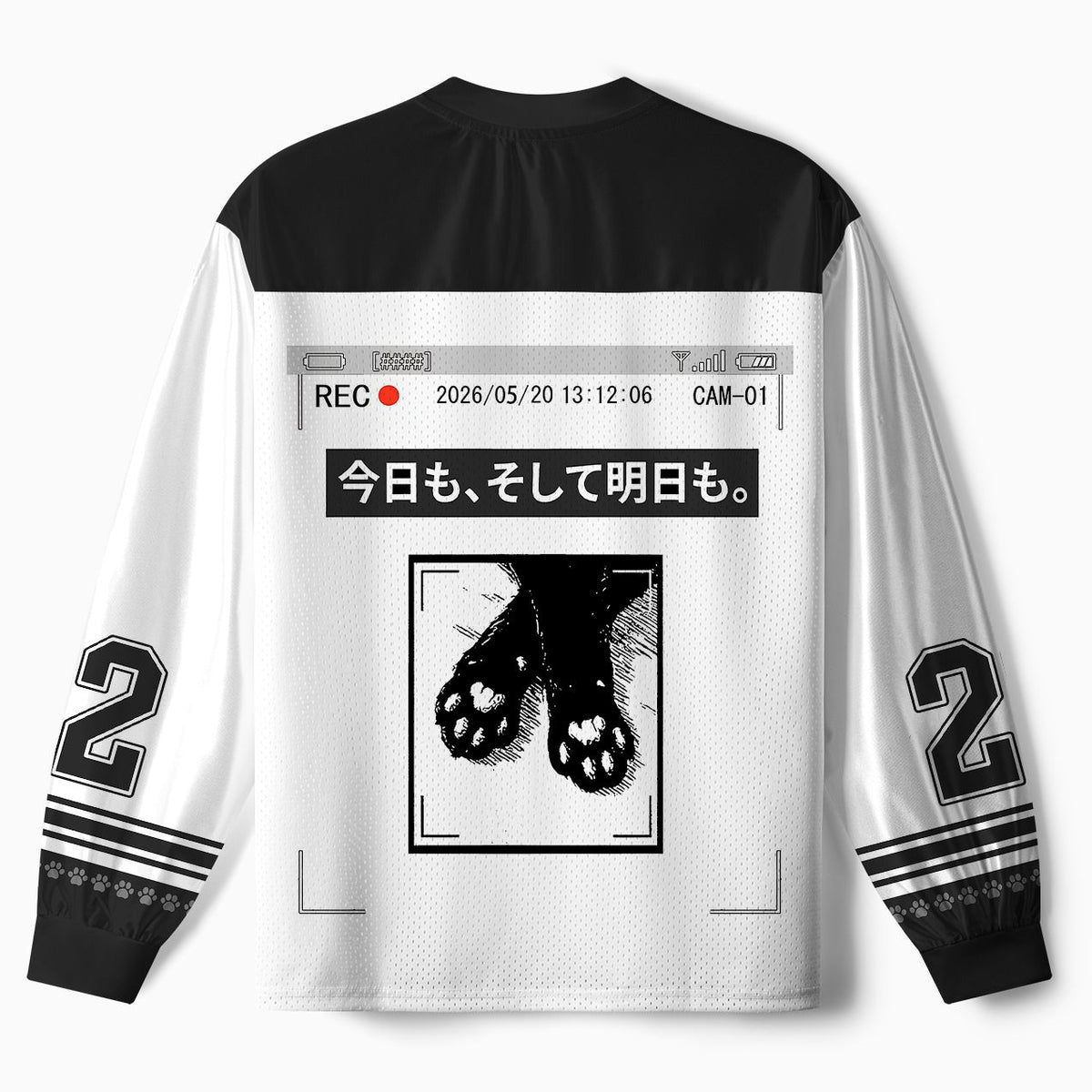 Kyoto-Lion The Cat Is Watching Today Paneled Long Sleeve Jersey