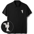 Kyoto-Lion Geisha Holding A Fan Embroidered Polo T-Shirt