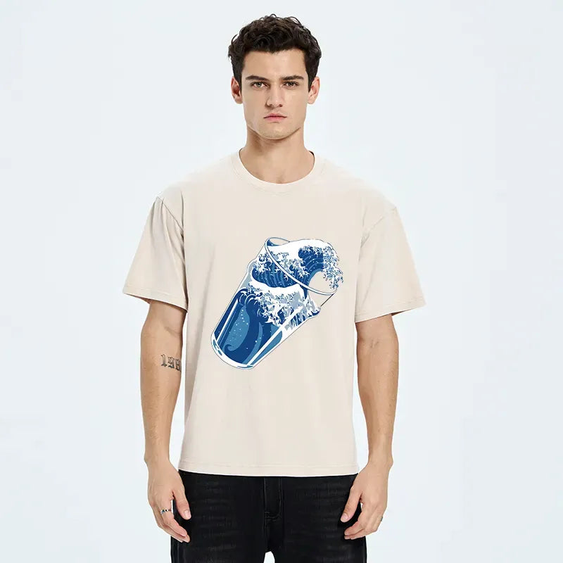 Kyoto-Lion Waves In The Cup Washed T-Shirt