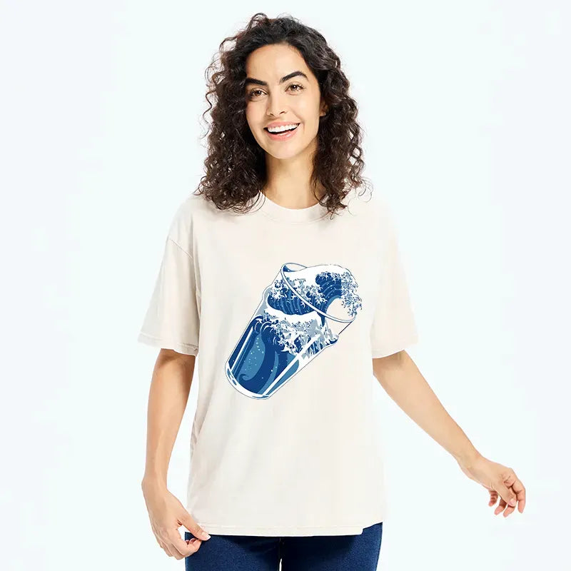 Kyoto-Lion Waves In The Cup Washed T-Shirt