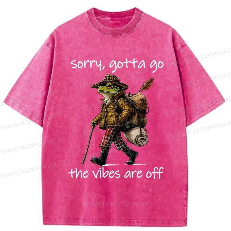 Kyoto-Lion Funny Frog Walks Away Washed T-Shirt